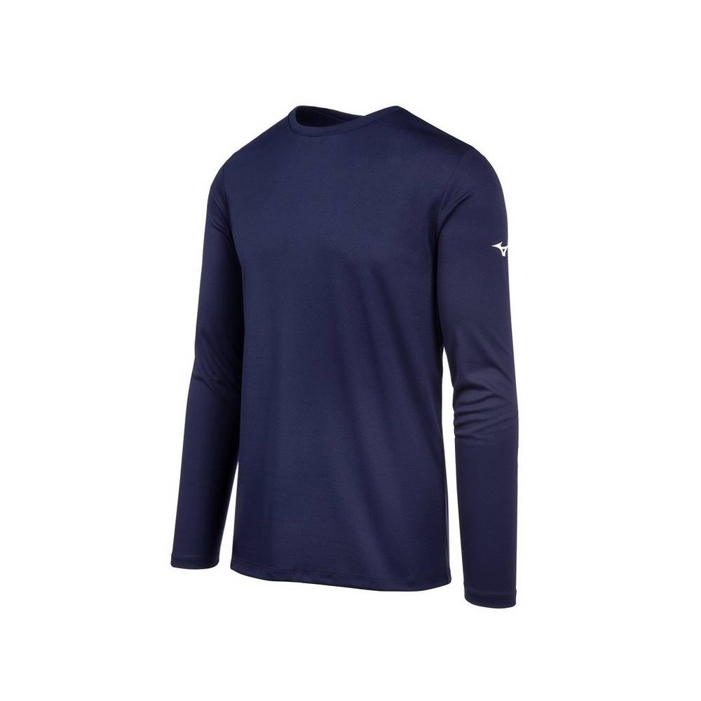 Mens Mizuno Long Sleeve T-Shirts Navy Philippines (EXMWSI701)